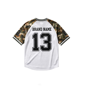 เสื้อเจอร์ซีย์อเมริกันฟุตบอลแขนราแกลนพิมพ์ลายพรางป่าแบบกำหนดเอง ผ้าโพลีเอสเตอร์คุณภาพสูง ทรงโอเวอร์ไซส์ สไตล์วินเทจ - Product Image 2
