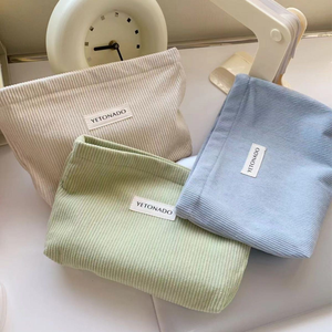 Portable Customizable Cosmetic <b>Bag</b> Larger Waterproof <b>Storage</b> <b>Bag</b> for Travel Toiletry Foldable Corduroy <b>Zipper</b> Makeup <b>Bag</b> - Product Image 3