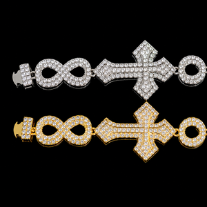 New Latest 18K <b>Solid</b> Gold Plated Sterling <b>Silver</b> Iced Out Infinity and Cross Cuban Chain with Moissanite Trendy Unisex Jewelry - Product Image 5