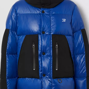 Chaqueta Acolchada Azul con Capucha para Hombre, Cortavientos, Rellena de Plumón, Informal, de Invierno, Cierre de Cremallera, Largo Regular - Product Image 3