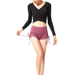 Wholesale Price Custom Logo Breathable Canvas Women's <b>Booty</b> Shorts Mid Waist Workout Gym Running Yoga Short - Product Image 5