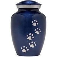 Urne funéraire blanche avec couvercle, motif empreinte de patte argentée, faite à la main, designs personnalisables, pour animaux de compagnie, conteneur pour cendres, urne/bocal pour animaux.