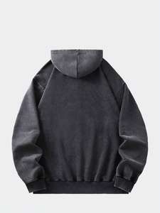 Sudadera con capucha gris oscuro estilo vintage para mujer, con cremallera, holgada, informal, de forro polar suave, estilo streetwear. - Product Image 2