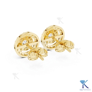Lab Grown Diamond Double Halo <b>Stud</b> Earrings 14K 18K Solid Gold Pave Circle Women's Jewelry Trendy Party Bridal Anniversary Gift - Product Image 5
