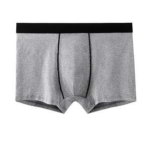 Calzoncillos bóxer de algodón gris para hombre, de talle medio, color liso, transpirables, de punto, con cintura negra. Calzoncillos y bóxers para hombre. - Product Image 4