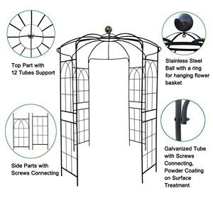 Arche de jardin en fer Dia81.3 X 114.2, pergola pavillon en forme de cage à oiseaux pour cérémonies de mariage en extérieur, observation des oiseaux, jardin en métal - Product Image 5
