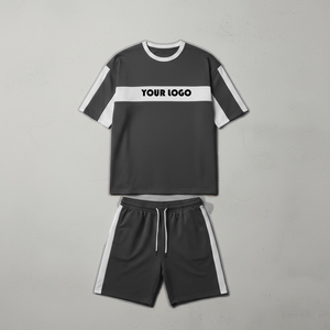 Summer 2026 Breathable Men Short Shorts Pants <b>Set</b> Casual Vintage Style Twin <b>Set</b> 2 Piece T-Shirt Short Sleeve Two Tone Color - Product Image 5