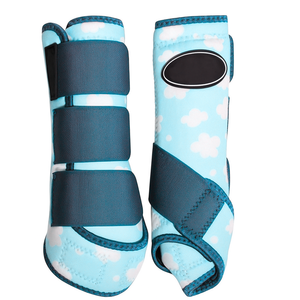 Protège-Paons Légers en Néoprène pour Chevaux avec Sangles Velcro, Motif Nuage Bleu, pour l'Entraînement et la Course 2026 - Product Image 4