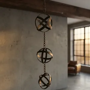 Modern Metal Aluminum <b>Orb</b> Chain Hanging Decor Galvanized Steel Outdoor <b>Garden</b> Art - Product Image 3