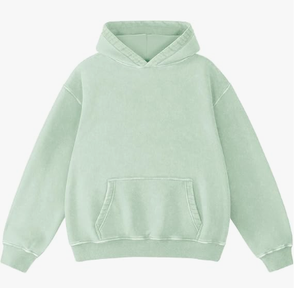 Unisex Light Green Hooded Sweatshirt Full Sleeve Solid Color Casual Loose Fit Cotton Pullover With Side Pockets Autumn Wear - Product Image 1