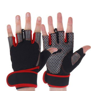 Half Finger Gym <b>Gloves</b> Mesh Palm Breathable Adjustable Wrist Strap Unisex Fitness Training - Product Image 1