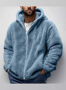 Hot selling mens slim fit sherpa wool hoodie zip up <b>thick</b> warm cotton <b>blanket</b> oem manufacturer - Product Image 3
