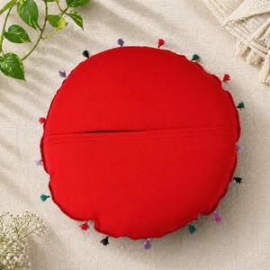 Housse de coussin de sol ronde brodée, patchwork en coton, coussin de méditation - Product Image 2