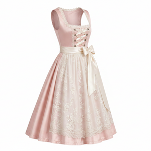 Vestido Dirndl Rosa Pastel OEM, Traje Tradicional Bávaro, Ropa de Oktoberfest para Mujer, Delantal de Encaje, Fabricante de Vestidos Folclóricos Alemanes - Product Image 4