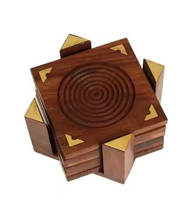Ensemble de sous-verres en bois créatifs, tapis de table artistiques pour table basse, mariage, fête, restaurant, hôtel, décoration de la maison - Product Image 1