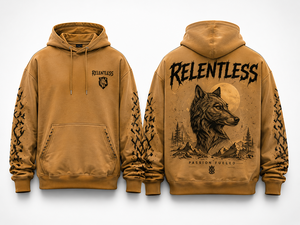 Sweat-shirt à capuche surdimensionné personnalisé avec motif loup brun, streetwear, unisexe, OEM ODM - Product Image 3