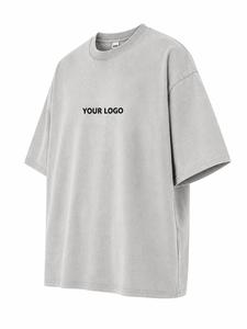 เสื้อยืดคอตตอนสีเทาทรงโอเวอร์ไซส์สำหรับผู้ชาย คอกลม แขนสั้น พิมพ์โลโก้ตามสั่ง ผ้าเจอร์ซีย์สวมใส่สบาย ระบายอากาศได้ดี ดีไซน์ด้านหน้าแบบกำหนดเองได้ - Product Image 3