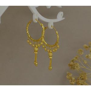 Classic Ethnic <b>Gold</b> Plated Multi-Drop Tassel Hoop <b>Earrings</b> Women's Designer Bali Traditional Indian Jewelry <b>Set</b> Export Quality - Product Image 4