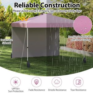 Tenda Pop-up Rosa 3x3 Metri con Borsa con Ruote e 1 Parete Laterale, Riparo Portatile per Esterni - Product Image 2
