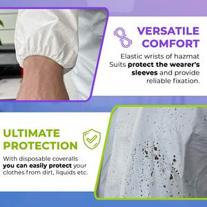 Tuta da lavoro microporosa impermeabile da 25 bianchi da laboratorio 60 GSM abbigliamento di sicurezza - Product Image 4
