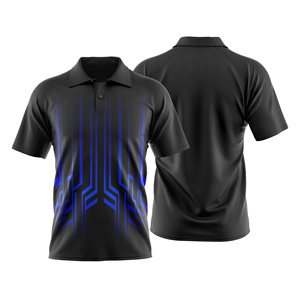 Men's Sublimated 100% <b>Polyester</b> for <b>Shirt</b> Custom Brand Black Blue Geometric Print Short Sleeve Moisture Wicking Regular Fit - Product Image 1