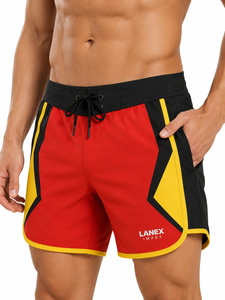 Custom Red <b>Black</b> Yellow Men’s Surf <b>Board</b> Shorts Quick Dry Swim Trunks Sublimation Printed Beach Water Sports Shorts OEM ODM - Product Image 2