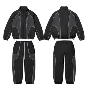 Custom Men <b>Zip</b> <b>Up</b> <b>Jacket</b> and Pants Tracksuit Set Polyester Nylon Windbreaker Sportswear with Logo OEM Manufacturer - Product Image 3