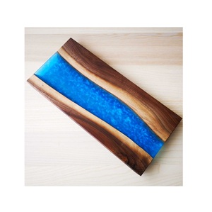 ถาดเก็บอาหารสุดหรู ถาดเก็บของทำจากไม้เรซิ่นทันสมัย พร้อมหูจับโลหะ ดีไซน์ยอดเยี่ยม ผลิตภัณฑ์แฮนด์เมดคุณภาพสูง - Product Image 6