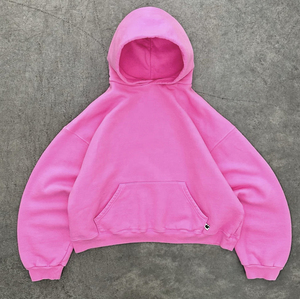 Pull-over 100% coton personnalisé, coupe oversize, sweat à capuche d'hiver en molleton imperméable, mélange de coton épais, coupe ample pour homme - Product Image 2