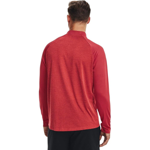 T-shirt léger personnalisé à col zippé pour adulte, couleur rouge, jersey extensible 4 directions, t-shirt zippé 3/4 doux - Product Image 3