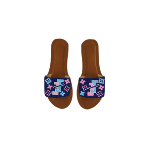 Hot Selling Game Day Handmade Latest Seed Bead Open Toe Slides Custom Beaded <b>Slippers</b> Handmade All Sizes Available - Product Image 5