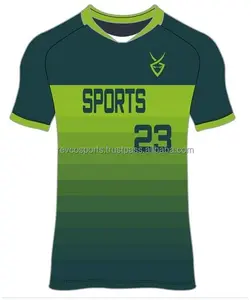 เสื้อฟุตบอลแฟชั่นอเมริกันสำหรับผู้ชายเสื้อฟุตบอลแขนยืดสีเขียวพร้อมอุปกรณ์แท็กเกิลทีม