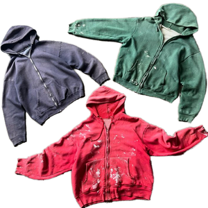Nouveau sweat à capuche vintage pour homme, coupe oversize, en coton épais 100 %, délavé à l'acide, imprimé et zippé, idéal pour l'hiver - Product Image 6