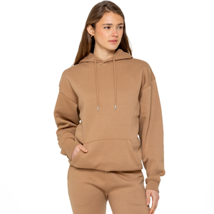 Sweat-shirt à capuche uni pour femme – Coupe décontractée en mélange de coton, style streetwear, design minimaliste moderne - Product Image 1