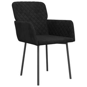 Ensemble de 2 chaises de salle à manger en velours noir 100% polyester avec structure en contreplaqué métallique, élégant ensemble de chaises de salle à manger en velours noir - Product Image 3