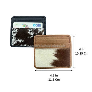 Nouveauté March Expo : Porte-cartes en cuir de vachette véritable à poils, porte-cartes d'identité design, étuis à cartes en gros pour unisexe - Product Image 2