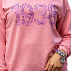 เสื้อสเวตเชิ้ตกราฟิกสีชมพูสำหรับผู้หญิงปี 1938 แบบเปิดไหล่ แขนยาว สวมใส่สบาย แฟชั่นสตรีทแวร์ ใส่ได้ทุกวัน - Product Image 3