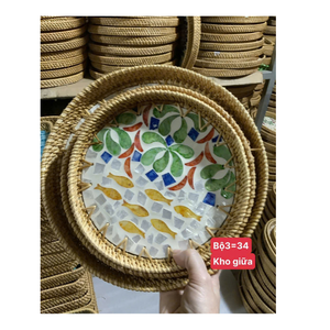 ถาดสานงานฝีมือรักษ์โลก ทนทาน พร้อมลายเปลือกหอย ปลอดภัยสำหรับอาหาร เหมาะสำหรับตกแต่งบ้านสไตล์บูติก - Product Image 4
