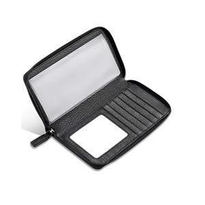 Funda de cuero PU con cremallera para chequera y Tarjetero con ventana de identificación - Product Image 1