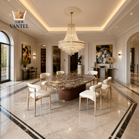 Table à manger en travertin sur mesure Vantel et chaises rembourrées pour projet d'aménagement intérieur de villa de luxe Vente en gros B2B