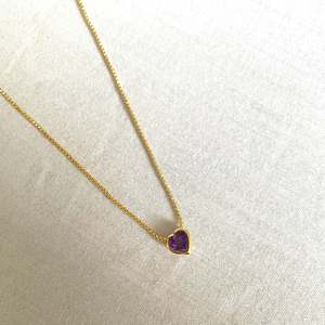 Collar de Plata de Ley con Colgante de Corazón de Amatista, Chapado en Oro, Joyería de Piedra Púrpura, Hecho a Mano, Proveedor Mayorista, Regalo Romántico - Product Image 1