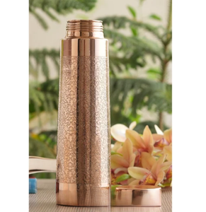 Bouteille d'eau en cuivre pur, motif décoratif artisanal, anti-fuite, réutilisable, gourde métallique pour usage quotidien - Product Image 1