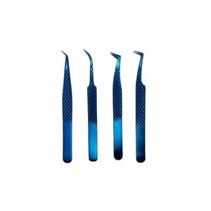 Juego de pinzas para pestañas con agarre de diamante de acero inoxidable personalizado más vendido, 4 piezas con logotipo personalizado - Product Image 4