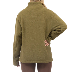 Chaqueta Premium de Forro Polar Sherpa Color Oliva Unisex, con Cierre, Térmica, Suave, Sostenible, OEM, Personalizable, para Ropa Urbana y Actividades al Aire Libre - Product Image 2