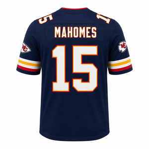 Camiseta Deportiva de Fútbol Americano de Manga Corta y Cuello Redondo para Hombre, Color Azul Marino, con Absorción de Humedad, de los Kansas City Chiefs, Mahomes 15 - Product Image 2