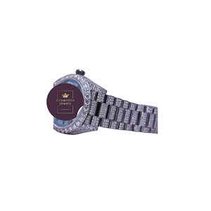Reloj de Lujo para Hombre, Estilo Hip Hop, Personalizado, con Diamantes VVS Moissanite, Corte Redondo, en Acero Inoxidable, Bañado en Oro Blanco - Product Image 3