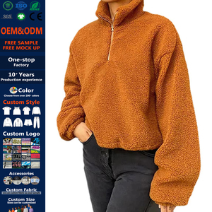 Custom Sherpa Quarter Zip OEM/ODM Sherpa <b>Fleece</b> Sweatshirt <b>Teddy</b> <b>Fleece</b> Winter Streetwear High Collar <b>Jumper</b> Hoodies Manufacture - Product Image 5