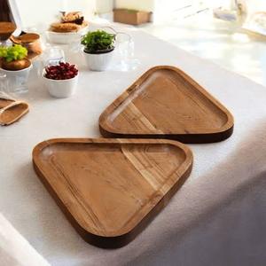 Plateau de rangement rond en bois, design minimaliste, à un seul niveau, pour utilisation sur table, facile à nettoyer, finition brute, plateau de service en bois. - Product Image 3