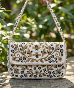 Stylish Handmade <b>Seed</b> Beaded <b>Storage</b> Bag Women Handbag Modern Decorative Shoulder Bag Evening Clutch Purse Fashion Accessories - Product Image 5