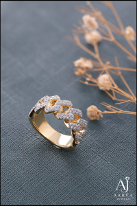 Gold Color Rhodium Plated <b>Silver</b> Iced Out Moissanite Pave Set Brick <b>Band</b> Unisex Wedding <b>Ring</b> for Party - Product Image 6